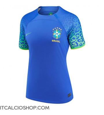Brasile Seconda Maglia Femmina Mondiali 2022 Manica Corta